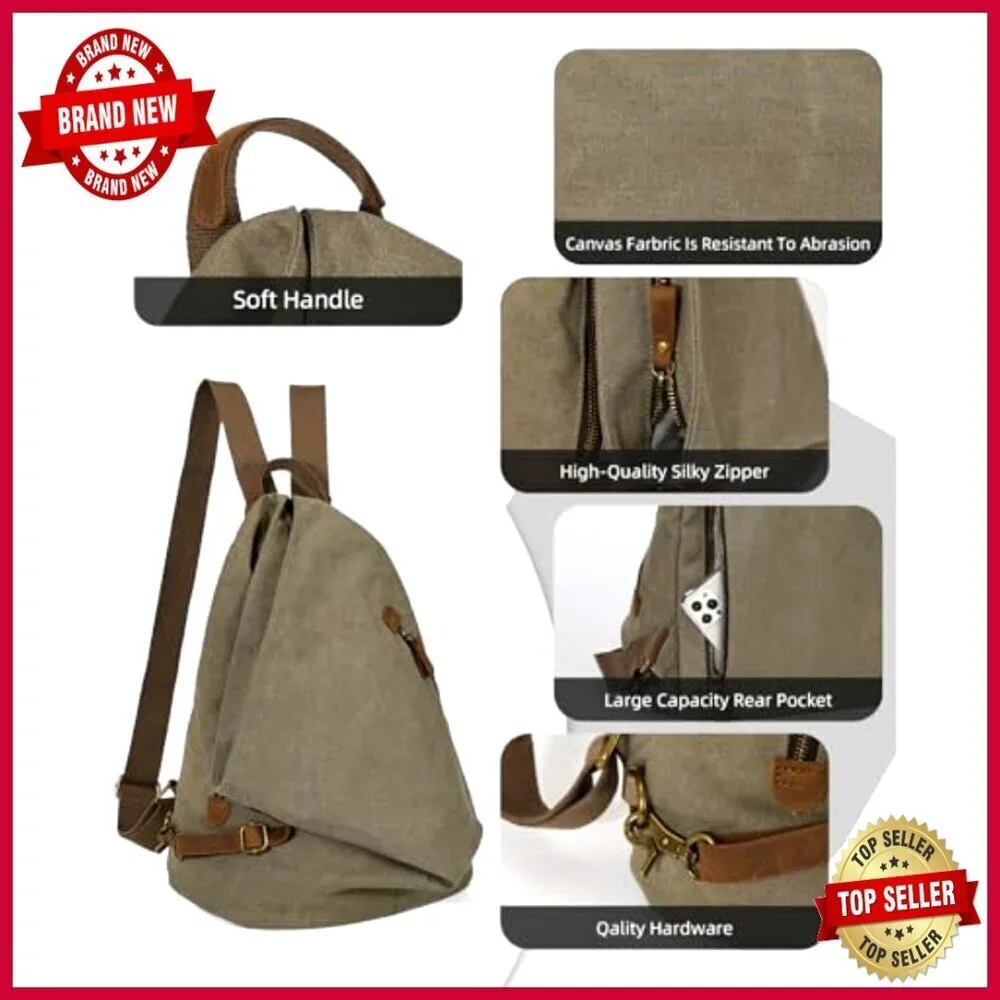 Large Canvas Vintage Backpack Daypack for Travel Hiking Casual Use